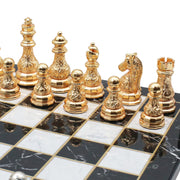 Crystal Baroque Metal Chess Set | Gold - Silver | Wooden Chess Board 37CM (15") - Cooper Chess