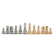 Crystal Baroque Metal Chess Set | Gold - Silver | Wooden Chess Board 37CM (15") - Cooper Chess
