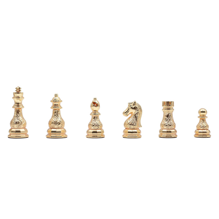 Crystal Baroque Metal Chess Set | Gold - Silver | Wooden Chess Board 37CM (15") - Cooper Chess