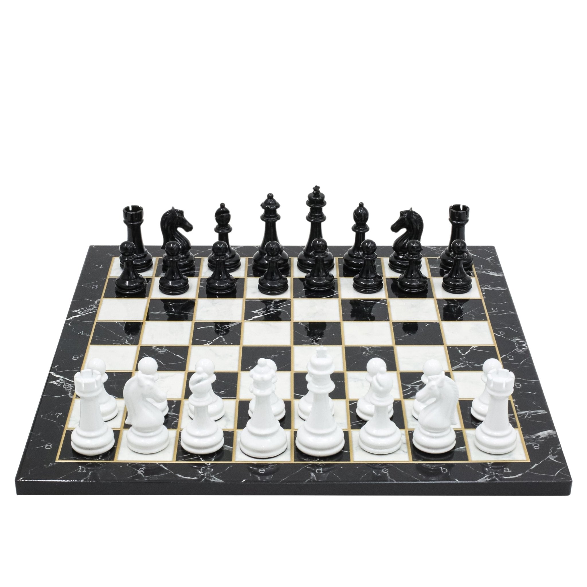 BLACK & WHITE Metal Chess Set | Wooden Chess Board 37CM (15") - Cooper Chess