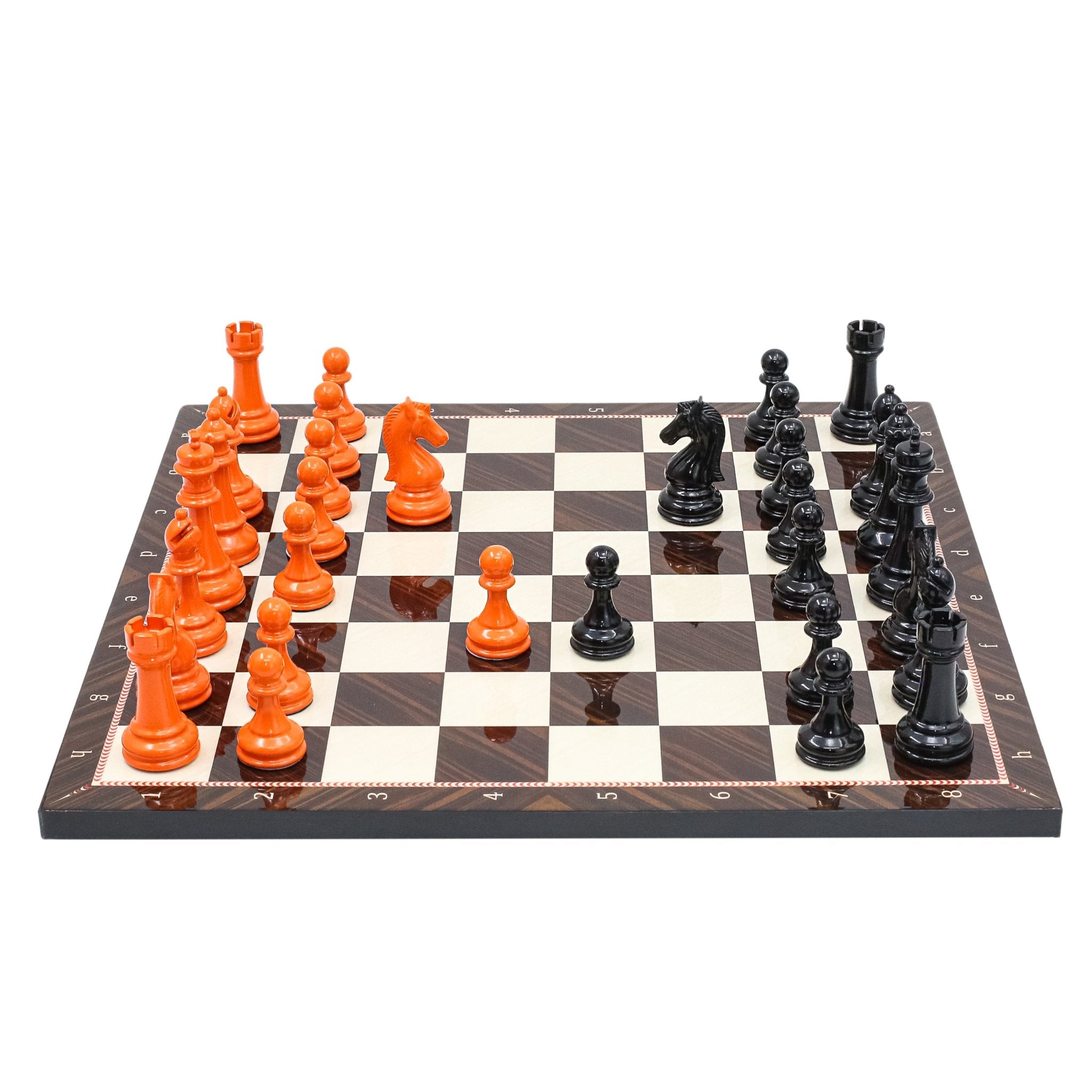 BLACK & ORANGE Metal Chess Set | Wooden Chess Board 37CM (15") - Cooper Chess