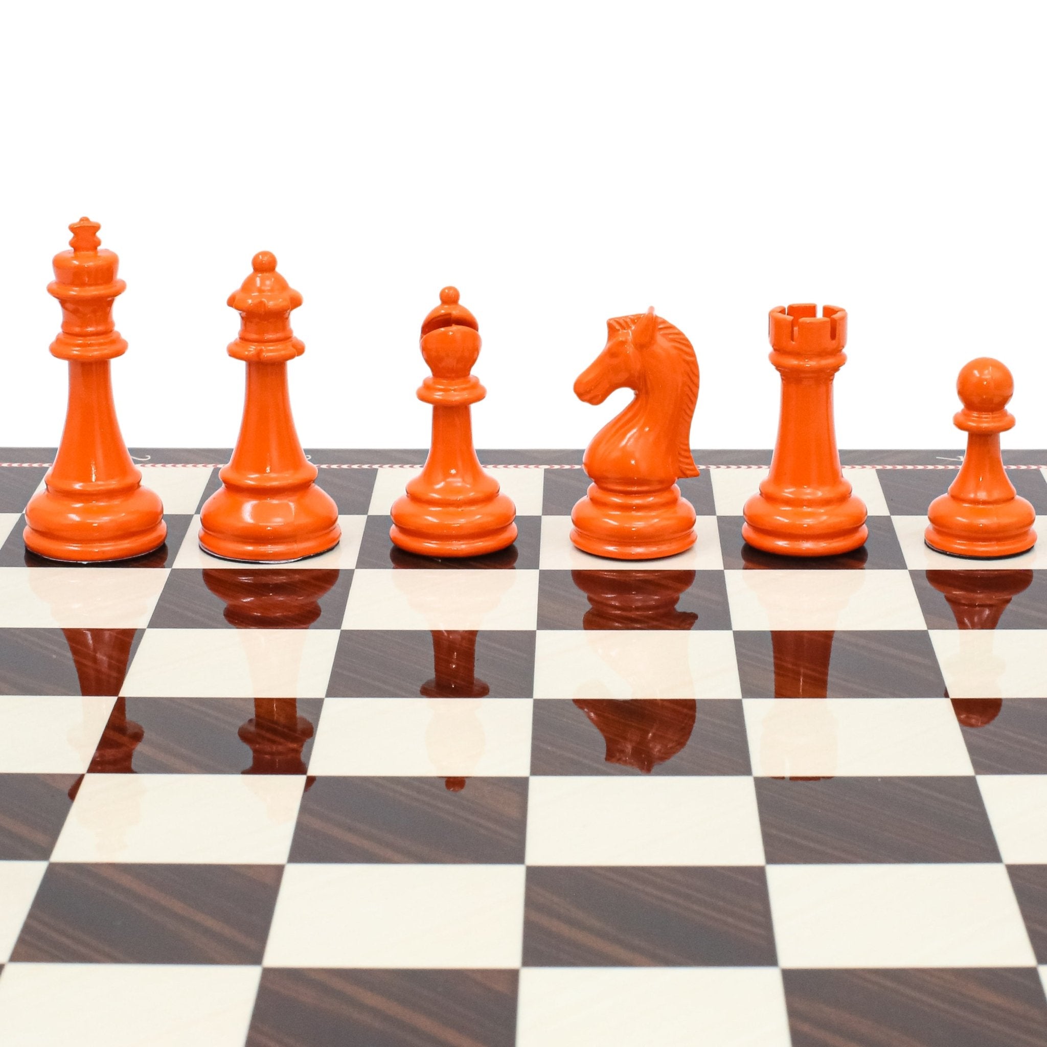 BLACK & ORANGE Metal Chess Set | Wooden Chess Board 37CM (15") - Cooper Chess