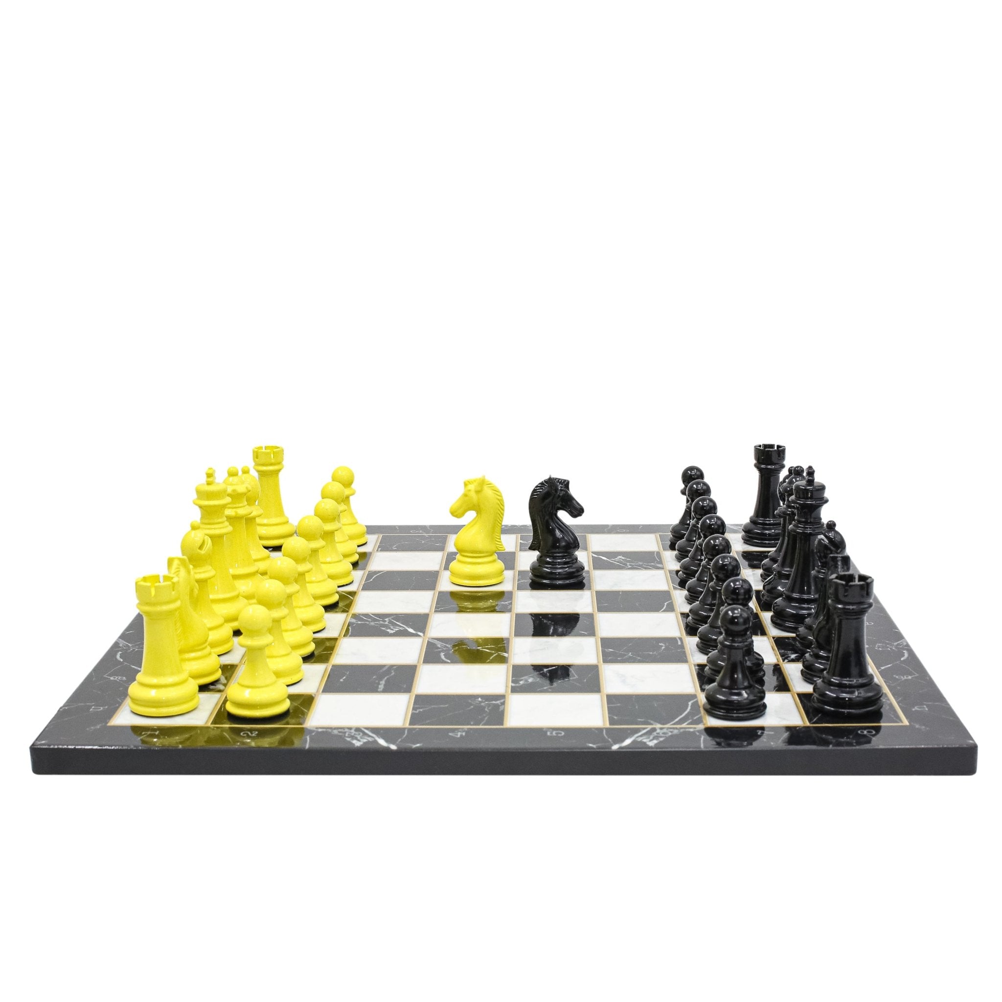 BLACK & YELLOW Metal Chess Set | Wooden Chess Board 37CM (15") - Cooper Chess