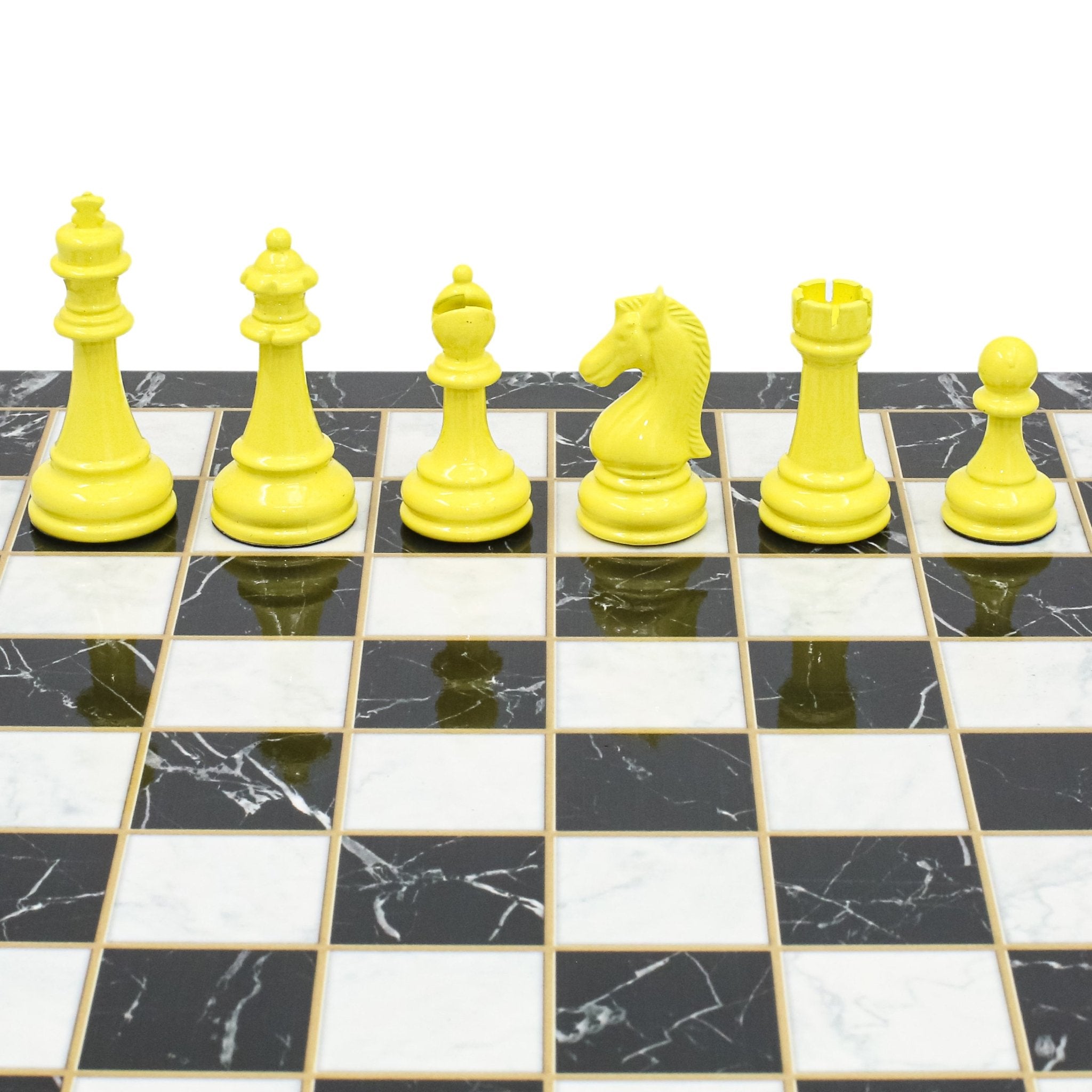 BLACK & YELLOW Metal Chess Set | Wooden Chess Board 37CM (15") - Cooper Chess