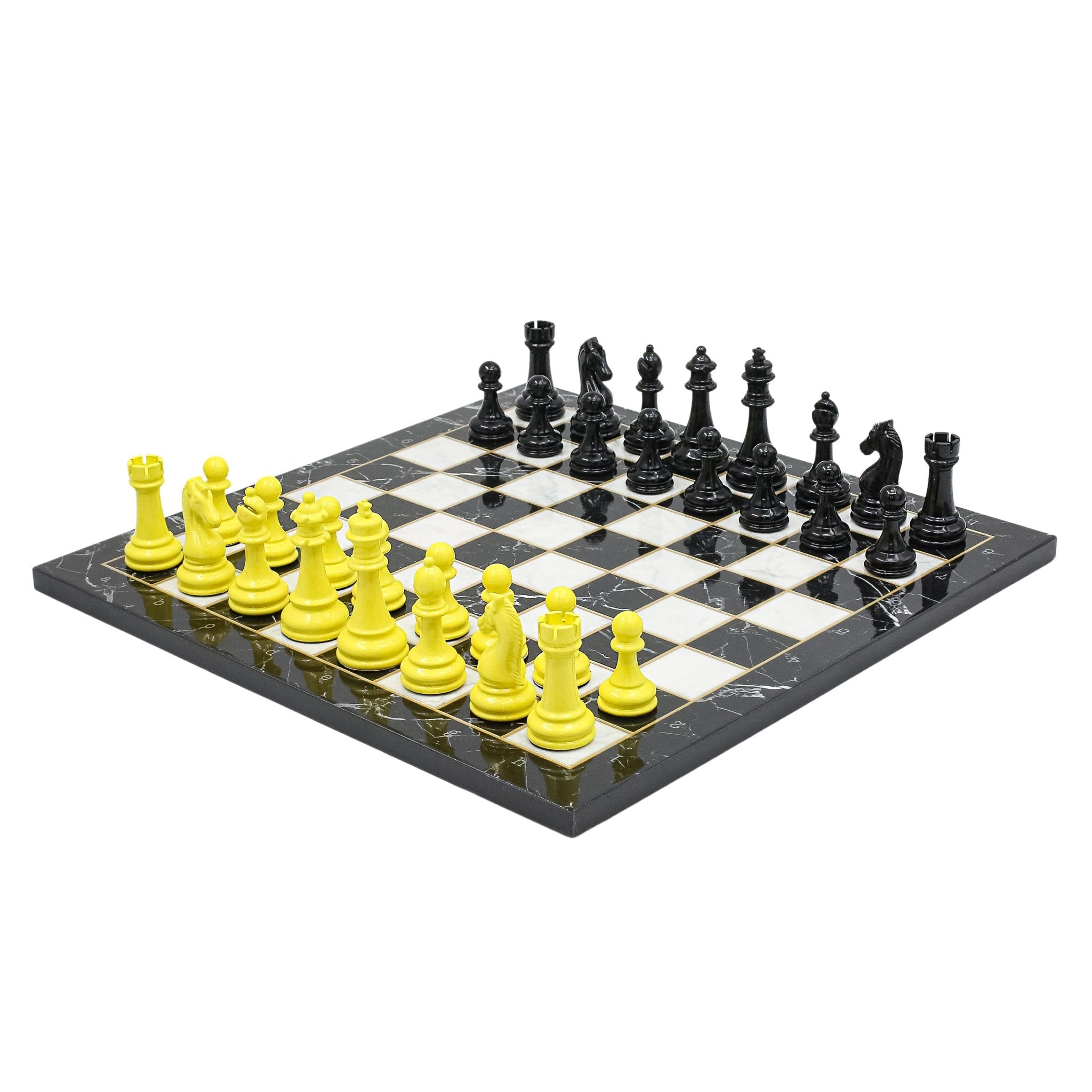 BLACK & YELLOW Metal Chess Set | Wooden Chess Board 37CM (15") - Cooper Chess
