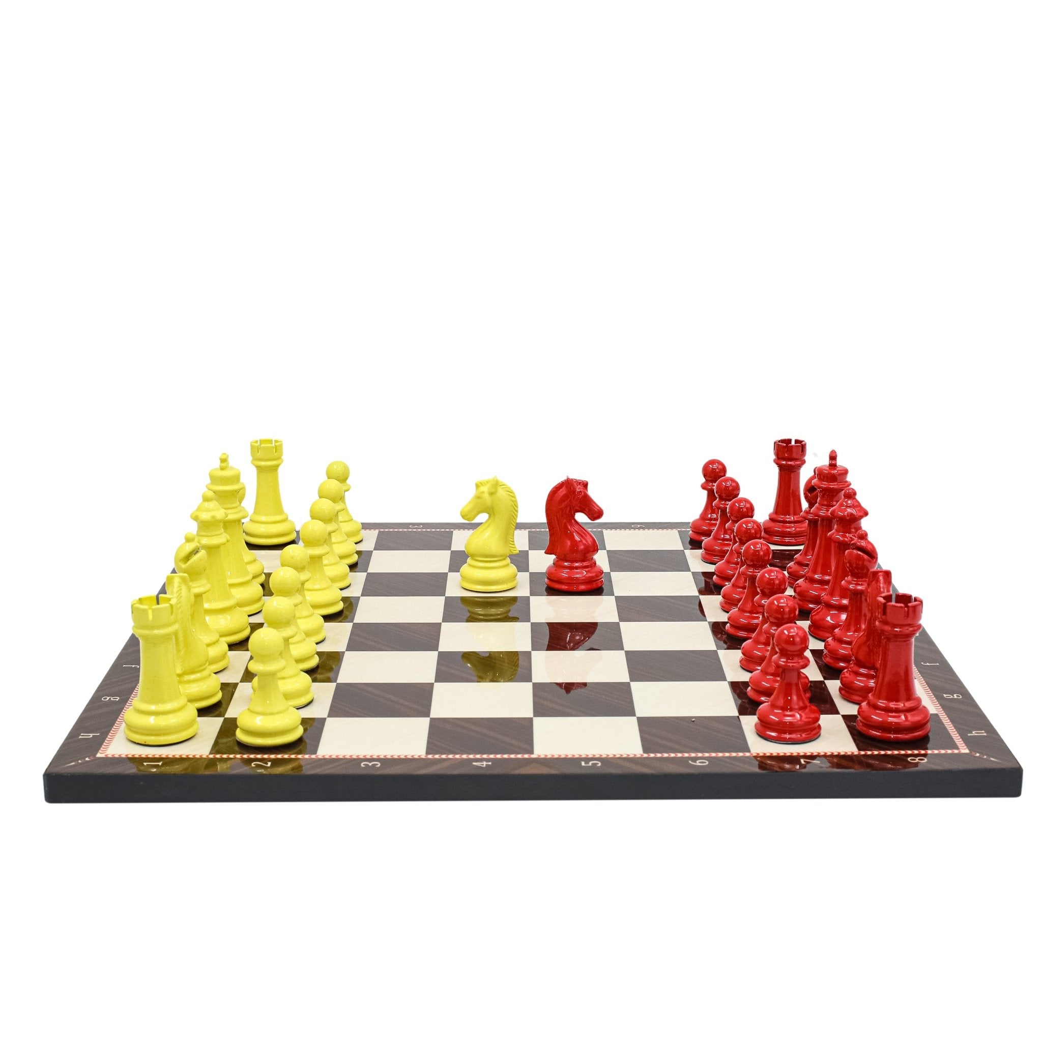 RED & YELLOW Metal Chess Set | Wooden Chess Board 37CM (15") - Cooper Chess