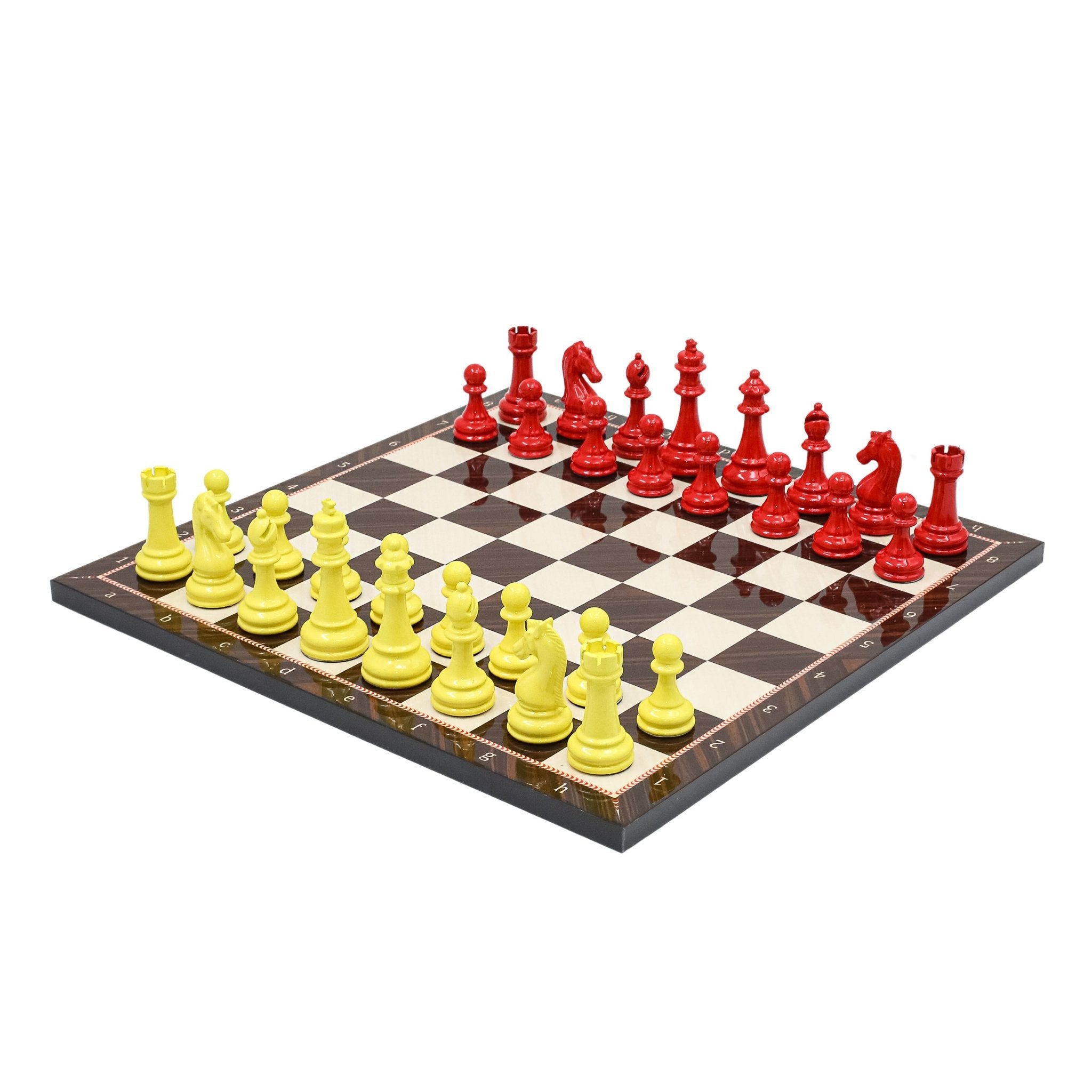 RED & YELLOW Metal Chess Set | Wooden Chess Board 37CM (15") - Cooper Chess