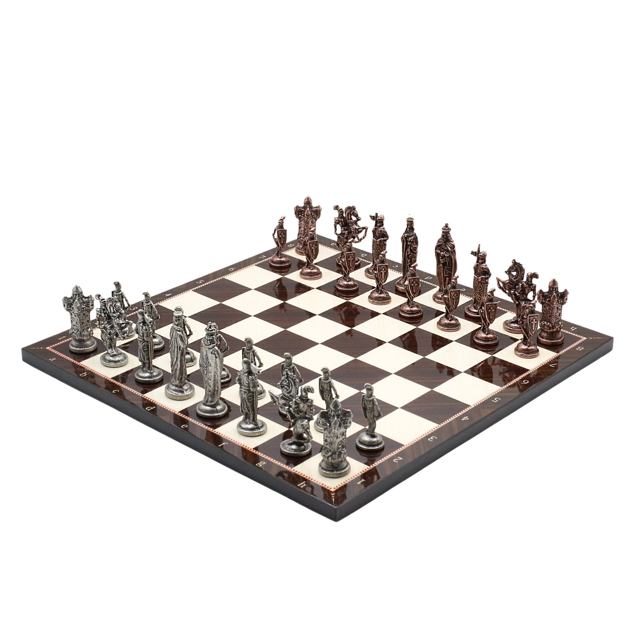 Royal British Vintage Metal Chess Set | Wooden Chess Board 37CM (15") - Cooper Chess