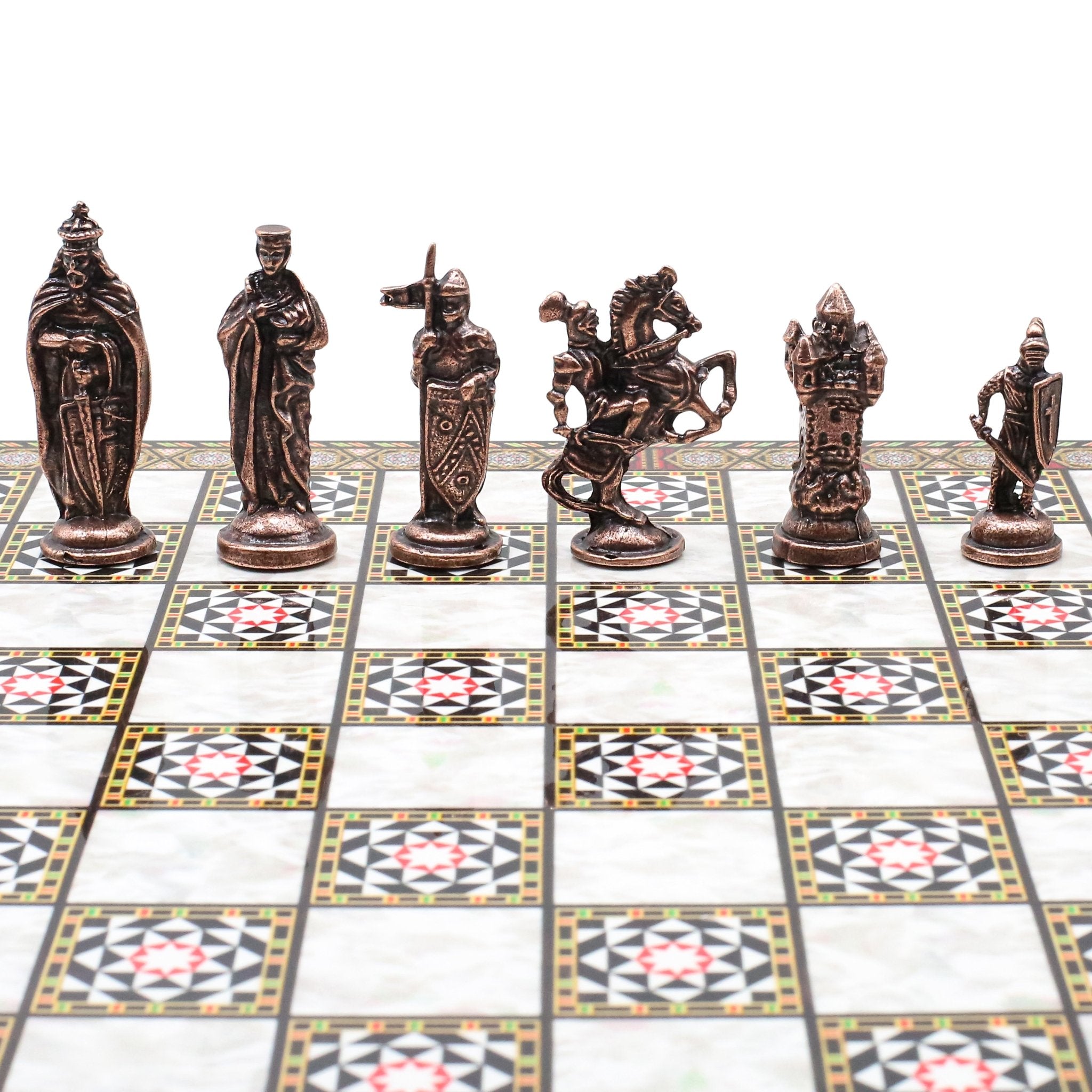 Royal British Vintage Metal Chess Set | Wooden Chess Board 37CM (15") - Cooper Chess