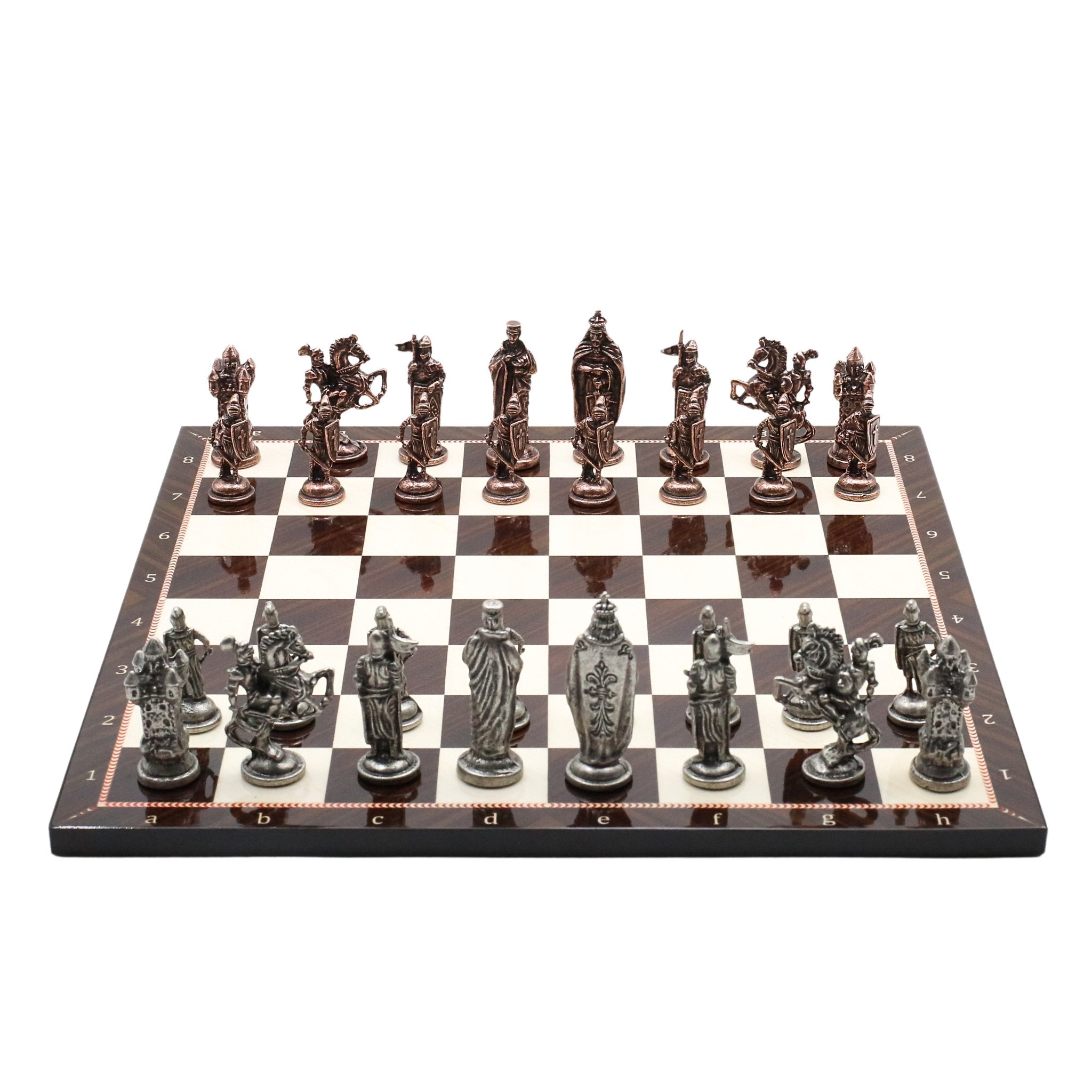 Royal British Vintage Metal Chess Set | Wooden Chess Board 37CM (15") - Cooper Chess