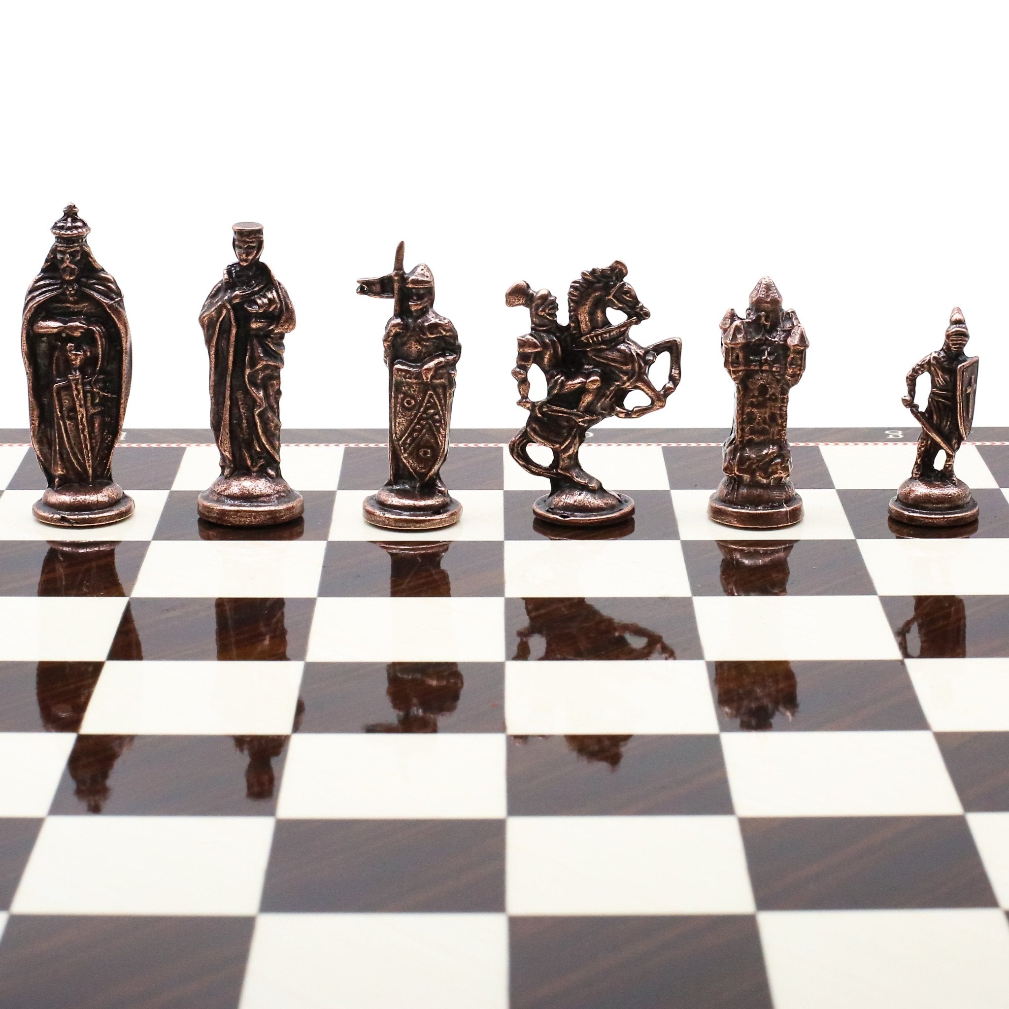 Royal British Vintage Metal Chess Set | Wooden Chess Board 37CM (15") - Cooper Chess