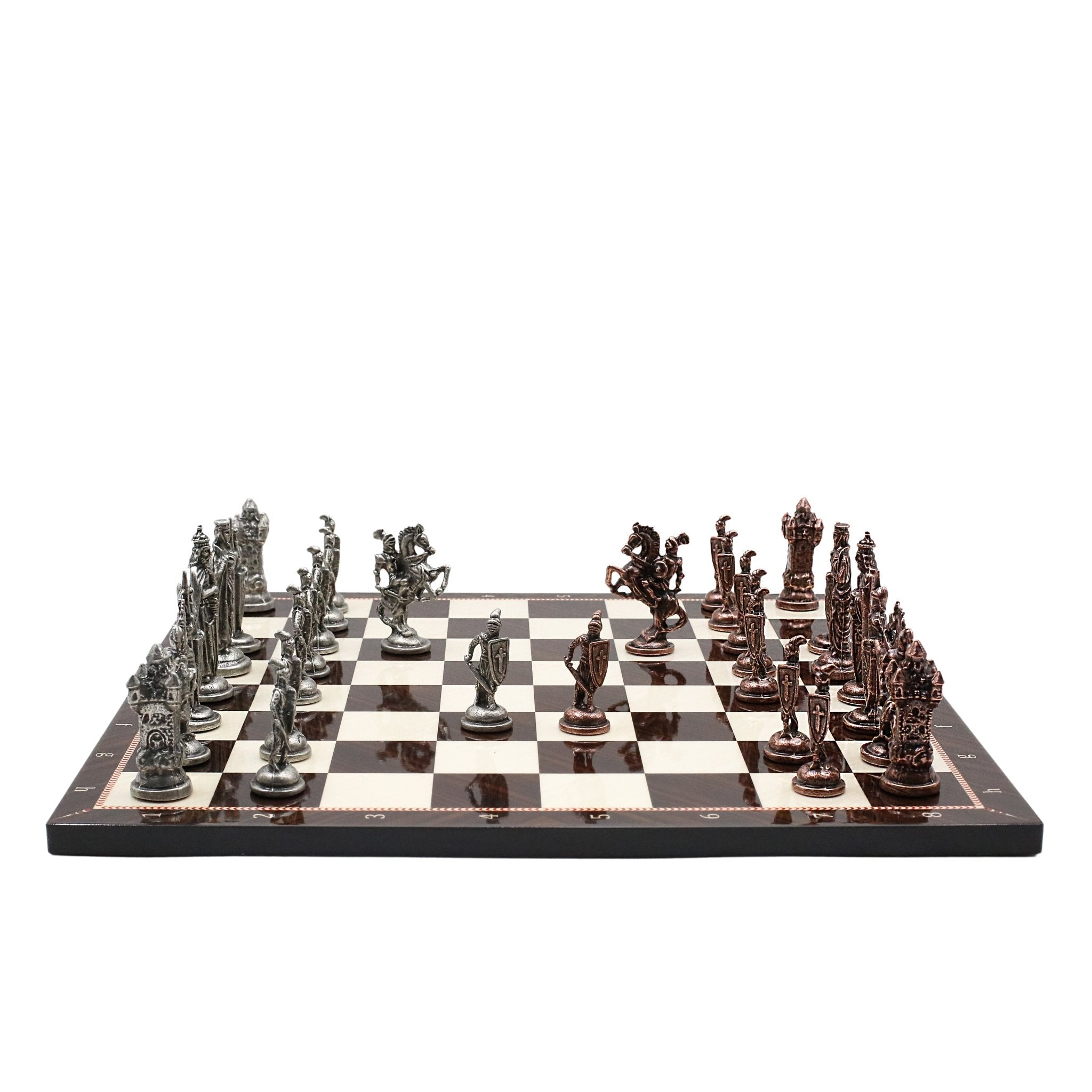 Royal British Vintage Metal Chess Set | Wooden Chess Board 37CM (15") - Cooper Chess