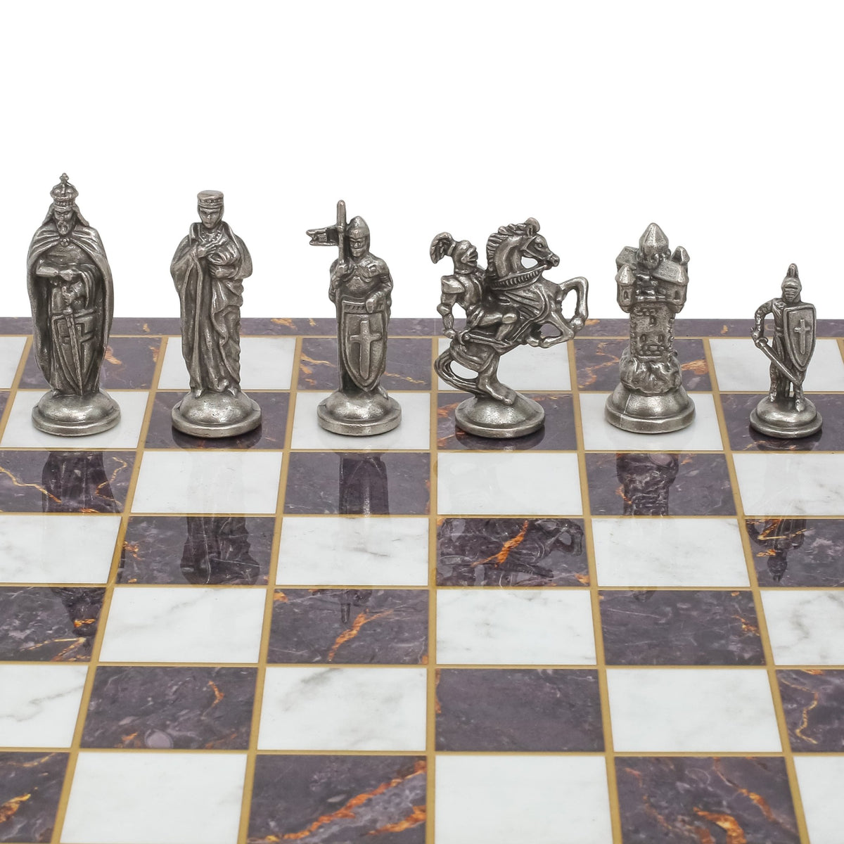 Royal British Vintage Metal Chess Set | Wooden Chess Board 37CM (15") - Cooper Chess