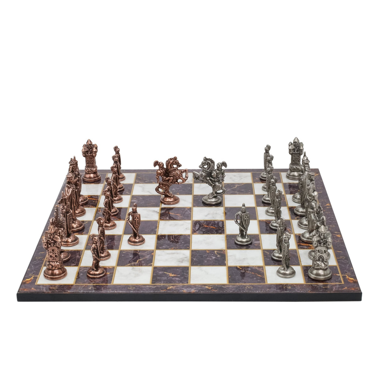 Royal British Vintage Metal Chess Set | Wooden Chess Board 37CM (15") - Cooper Chess