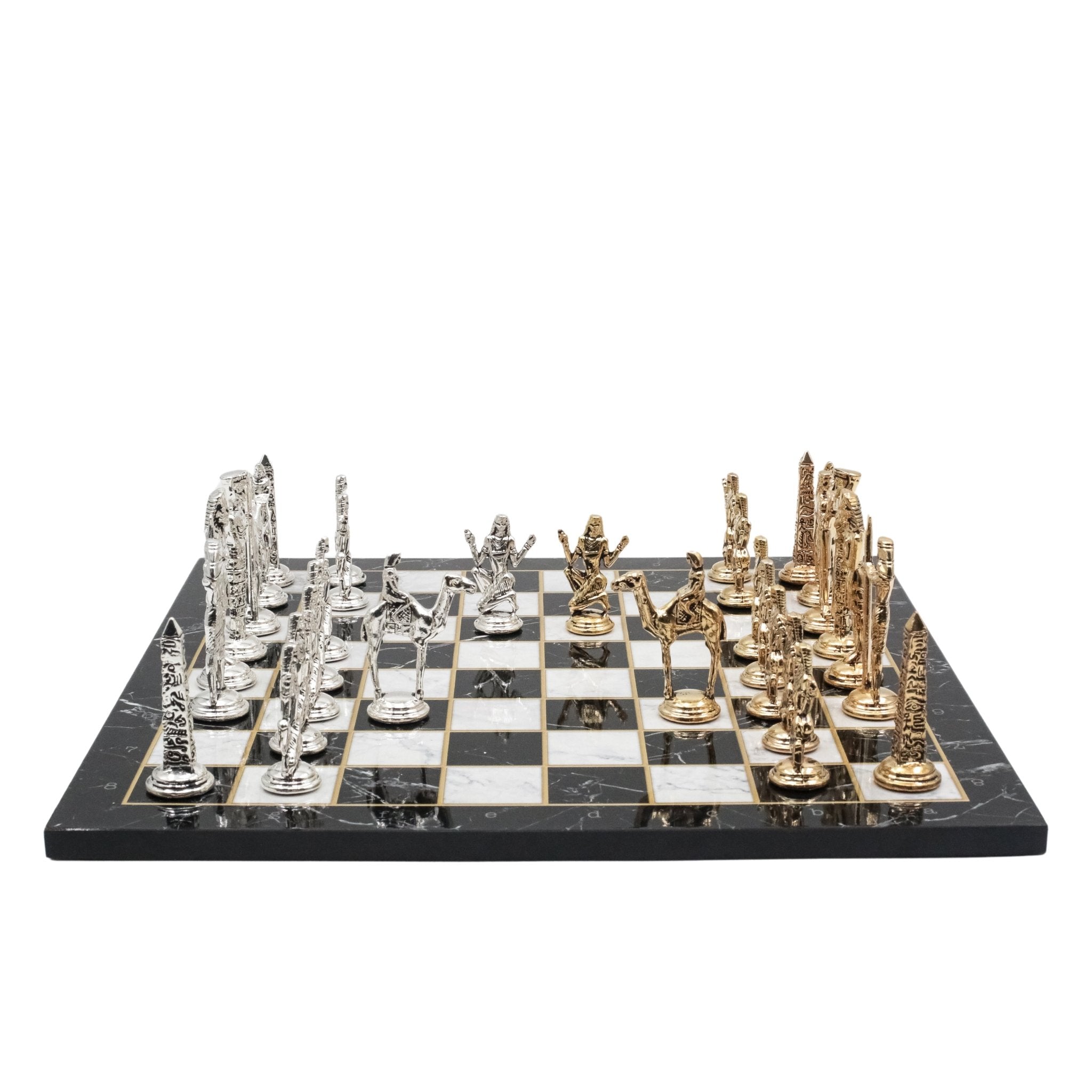 Egypt Cleopatra Chess Set | Wooden Chess Board 30CM (12") with Die Cast Metal Chessmen - Cooper Chess