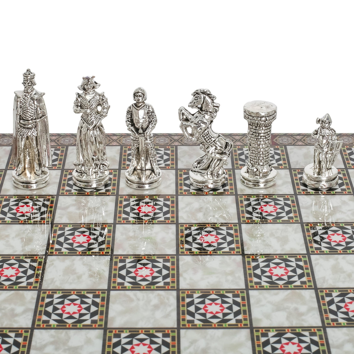 British Army Metal Chess Set | Wooden Chess Board 30CM (12") - Cooper Chess
