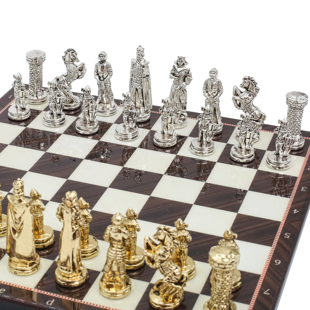British Army Metal Chess Set | Wooden Chess Board 30CM (12") - Cooper Chess