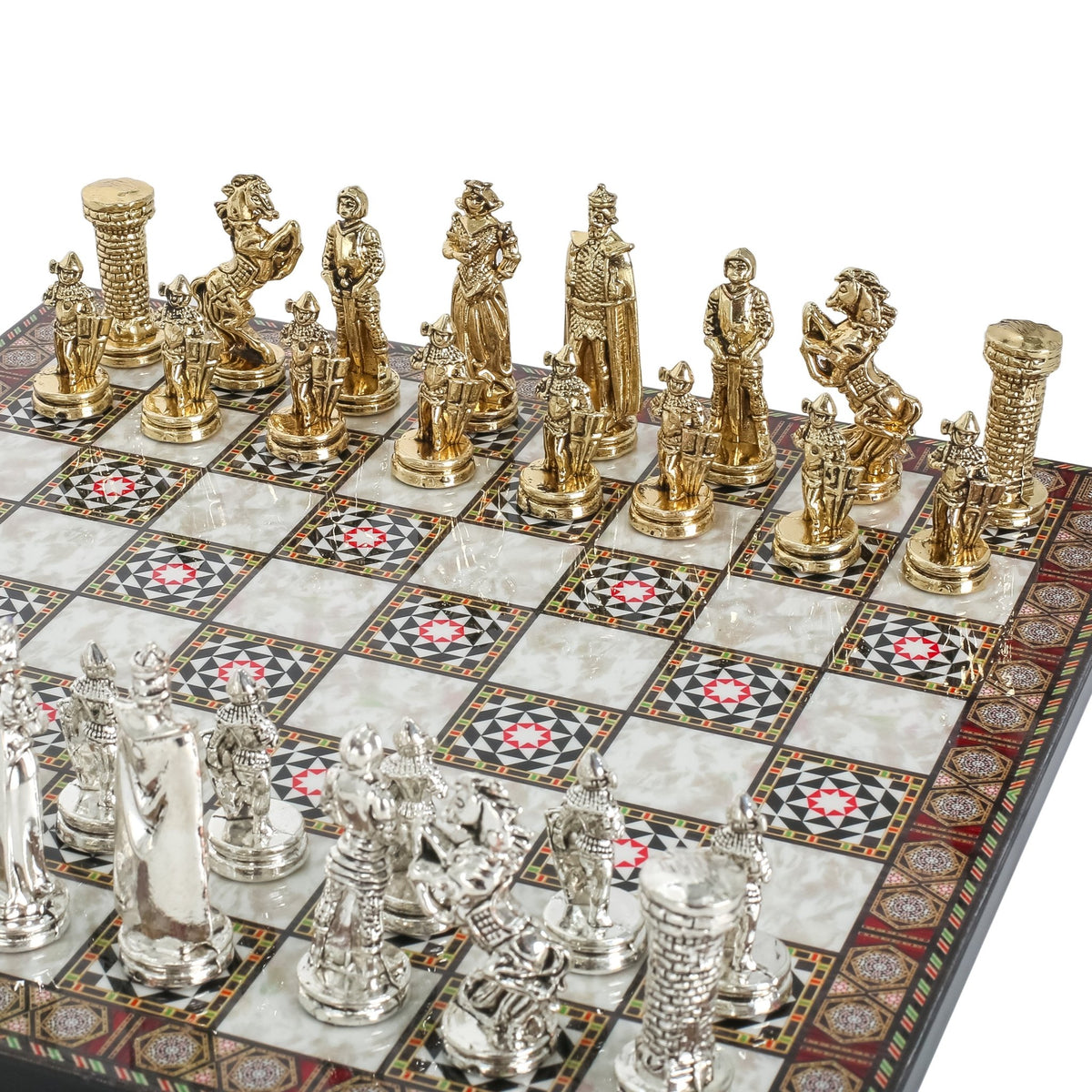 British Army Metal Chess Set | Wooden Chess Board 30CM (12") - Cooper Chess