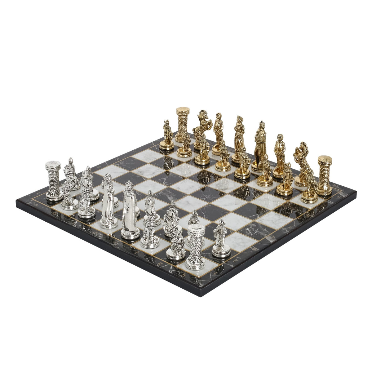 British Army Metal Chess Set | Wooden Chess Board 30CM (12") - Cooper Chess