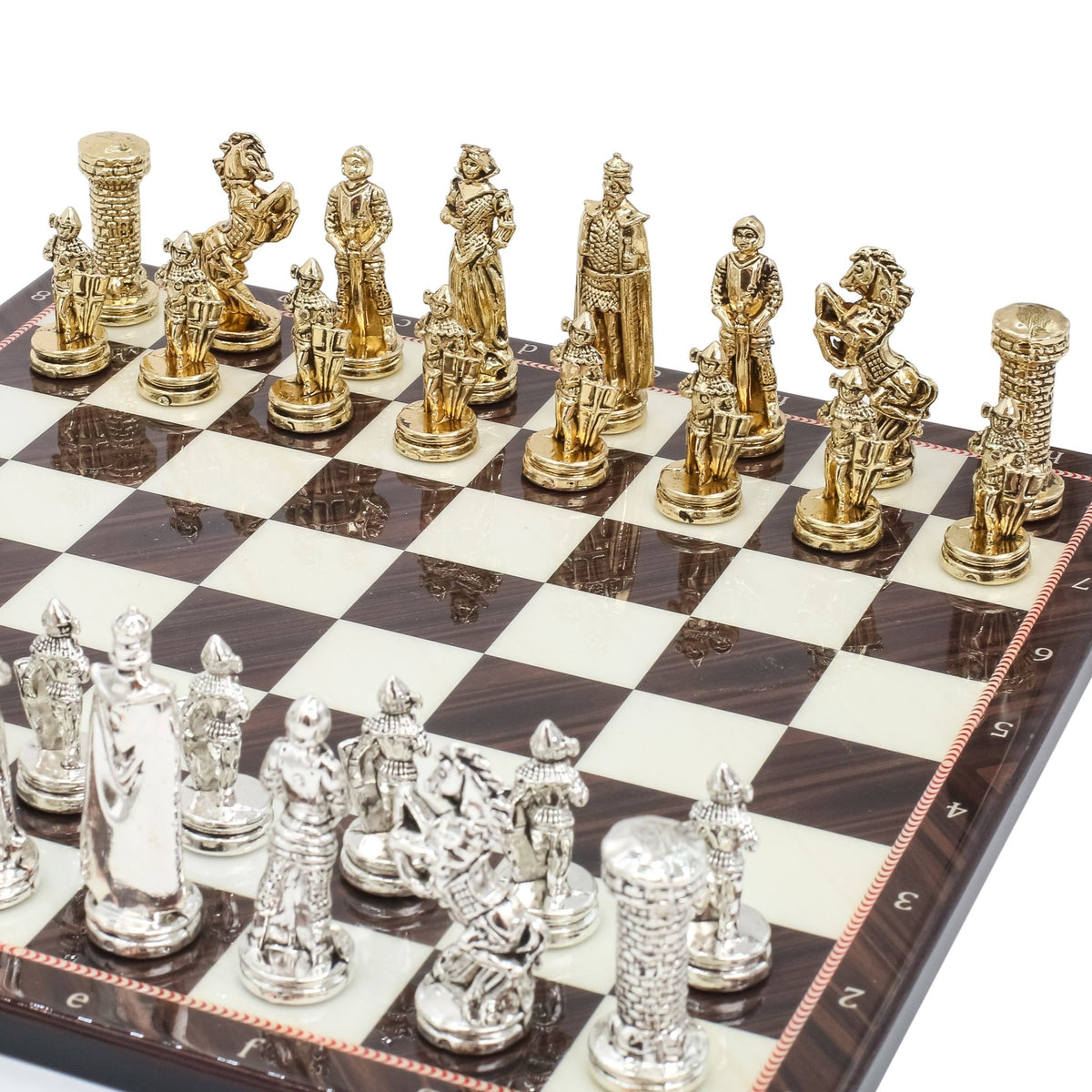 British Army Metal Chess Set | Wooden Chess Board 30CM (12") - Cooper Chess