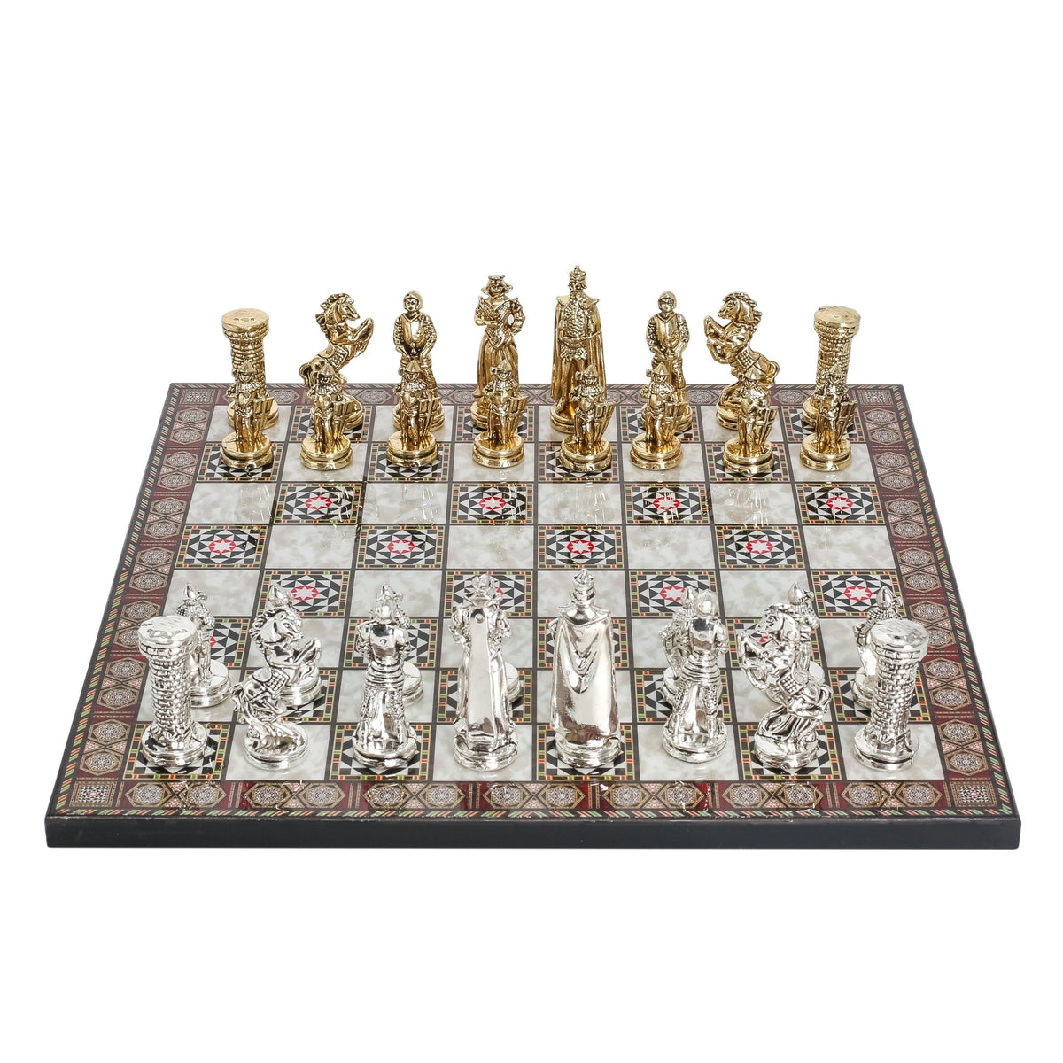 British Army Metal Chess Set | Wooden Chess Board 30CM (12") - Cooper Chess