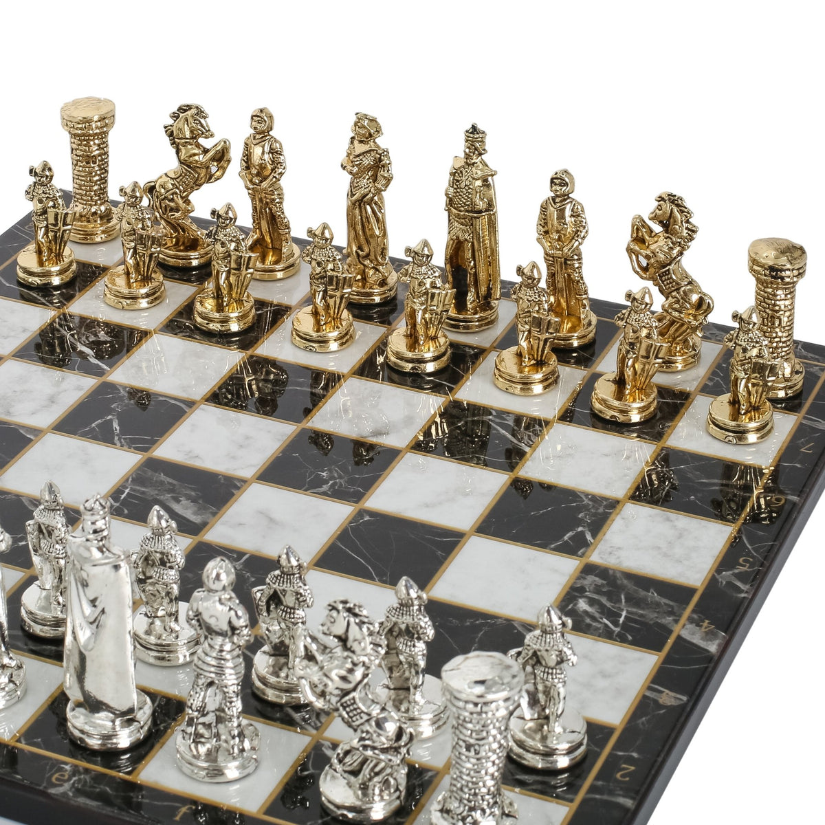 British Army Metal Chess Set | Wooden Chess Board 30CM (12") - Cooper Chess