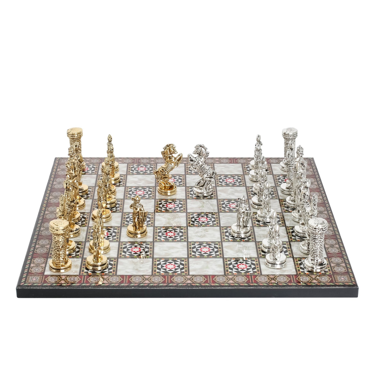 British Army Metal Chess Set | Wooden Chess Board 30CM (12") - Cooper Chess
