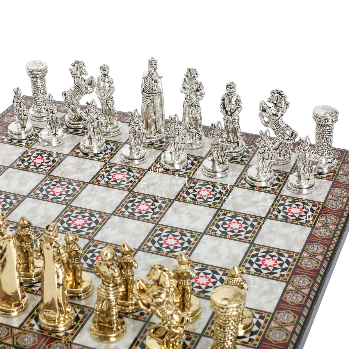 British Army Metal Chess Set | Wooden Chess Board 30CM (12") - Cooper Chess