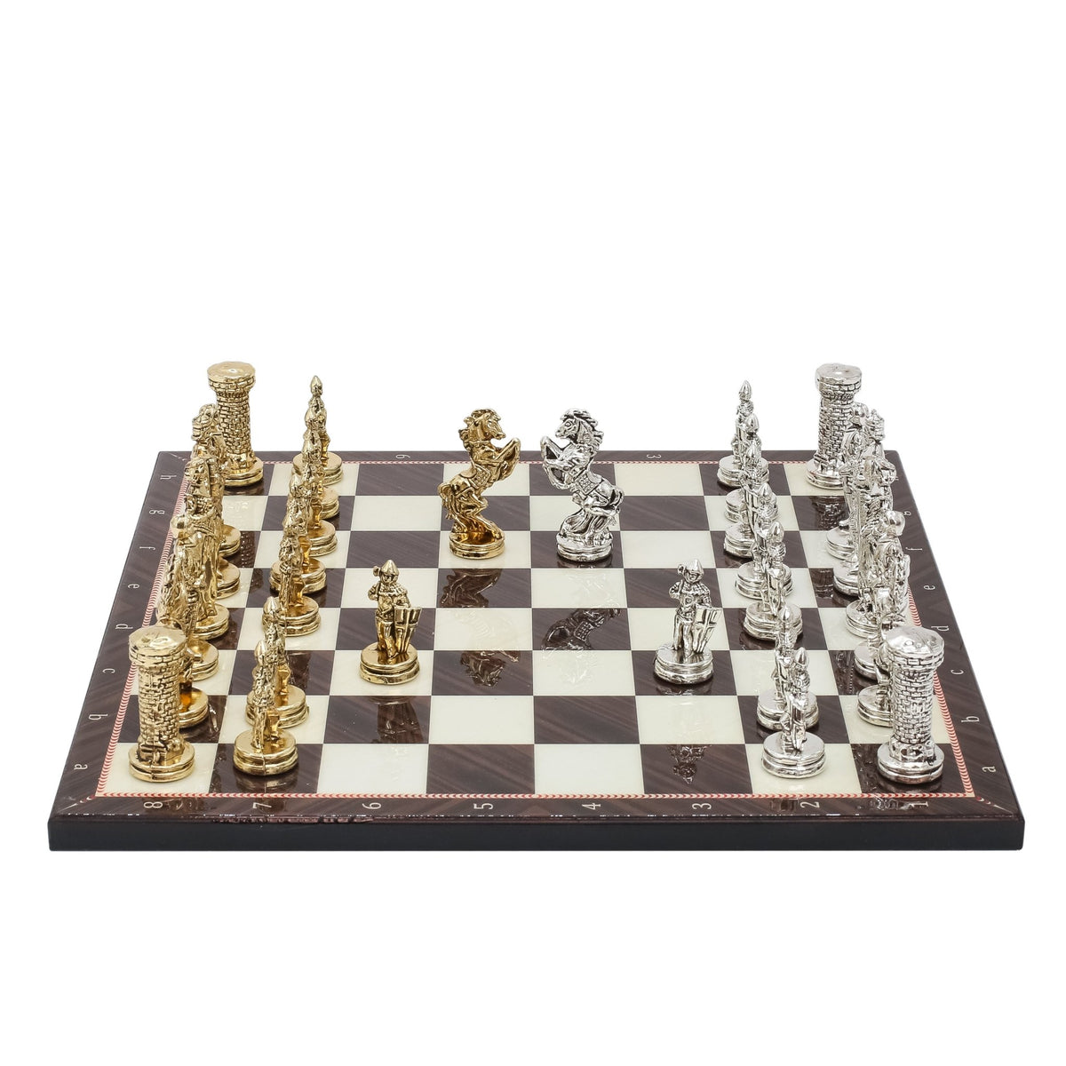 British Army Metal Chess Set | Wooden Chess Board 30CM (12") - Cooper Chess