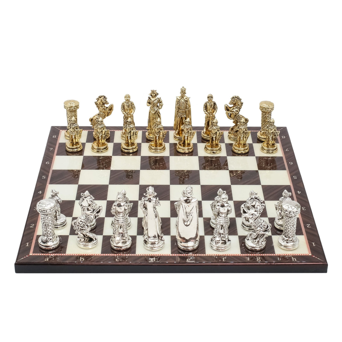 British Army Metal Chess Set | Wooden Chess Board 30CM (12") - Cooper Chess