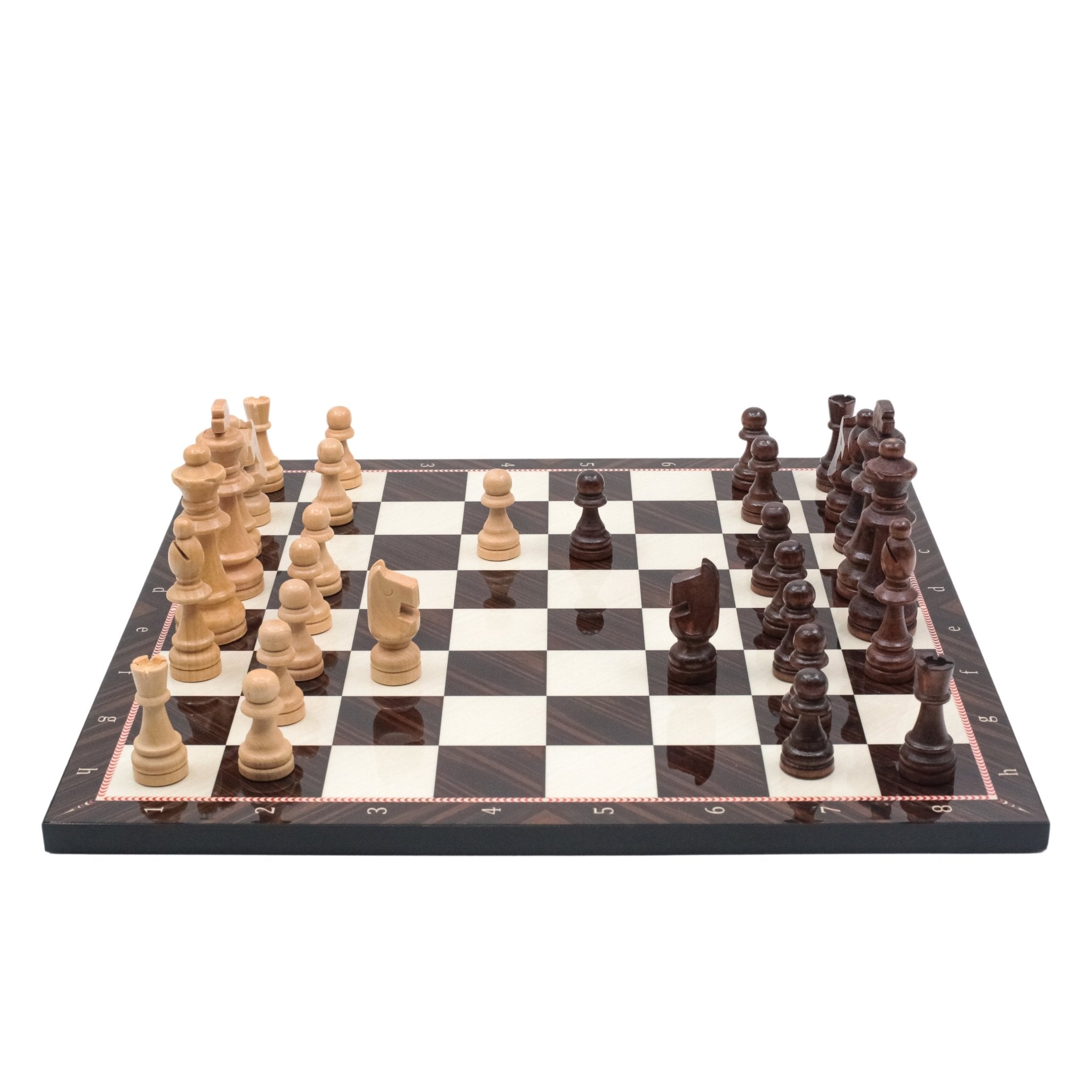 Walnut Look Wooden Chess Set with Wooden Chess Pieces - Cooper Chess