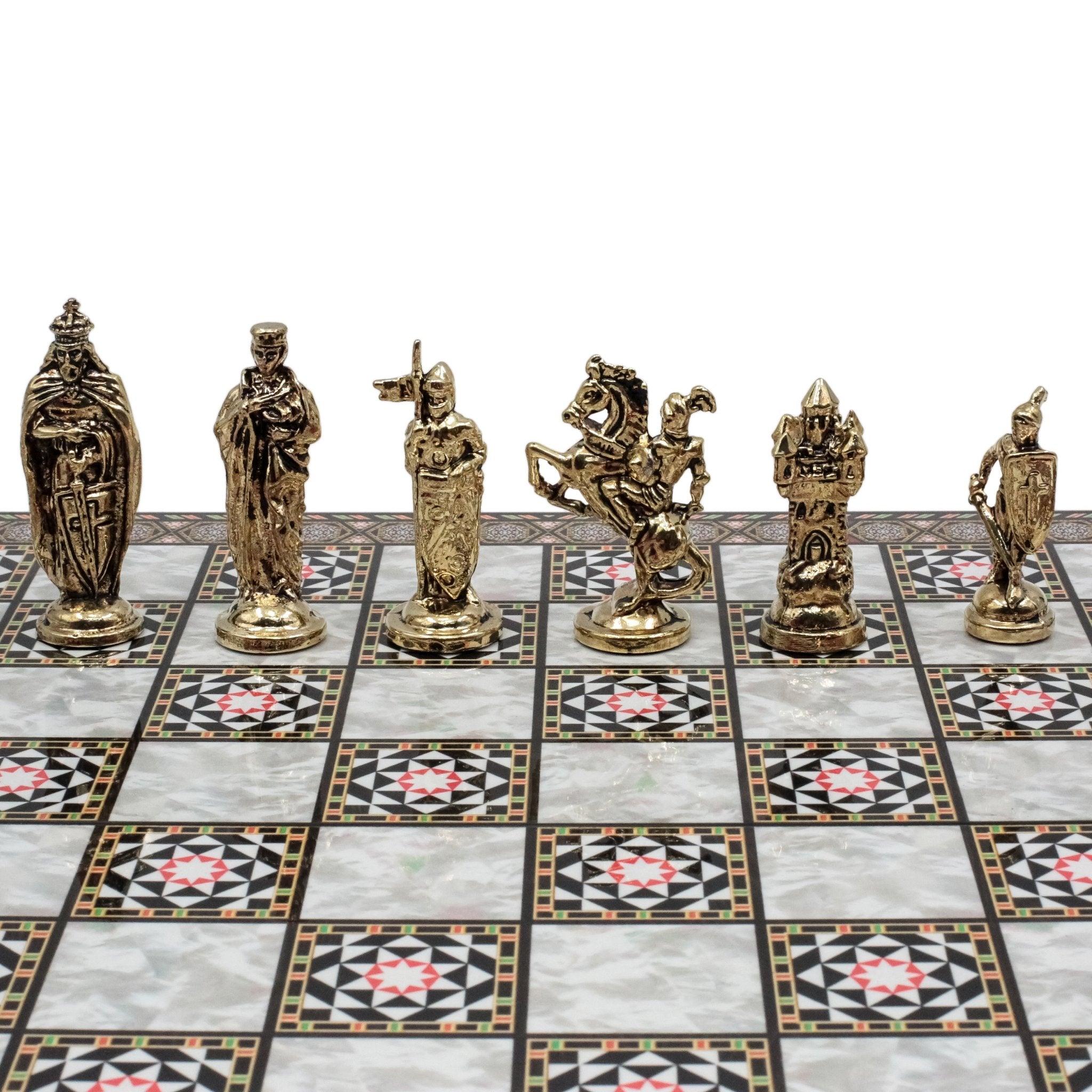 British Metal Chess Set | 44 cm (17 inch) Wooden Chess Board | Historical Themed - Cooper Chess