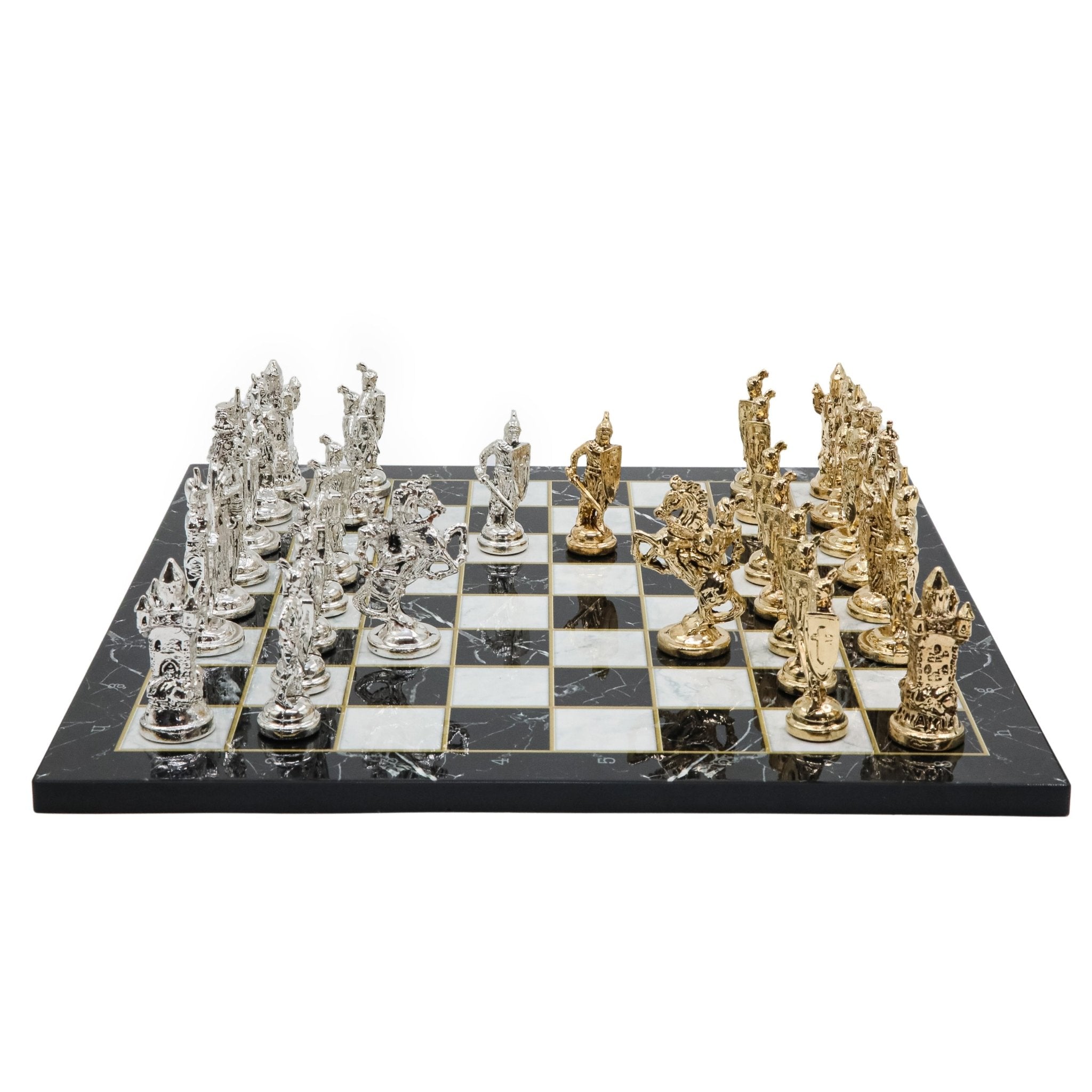 British Metal Chess Set | 44 cm (17 inch) Wooden Chess Board | Historical Themed - Cooper Chess