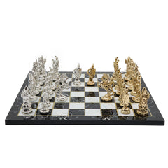 British Metal Chess Set | 44 cm (17 inch) Wooden Chess Board | Historical Themed - Cooper Chess