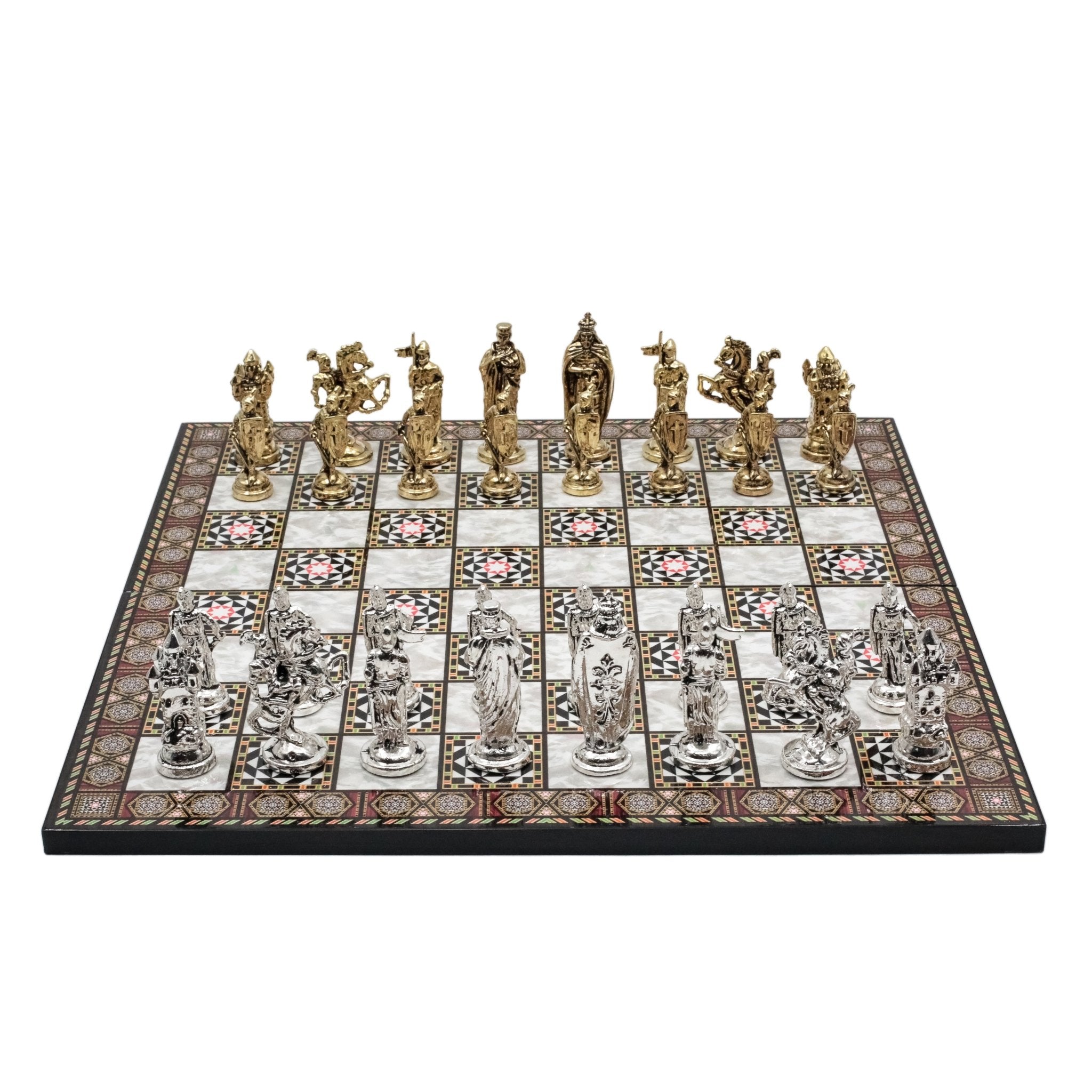 British Metal Chess Set | 44 cm (17 inch) Wooden Chess Board | Historical Themed - Cooper Chess