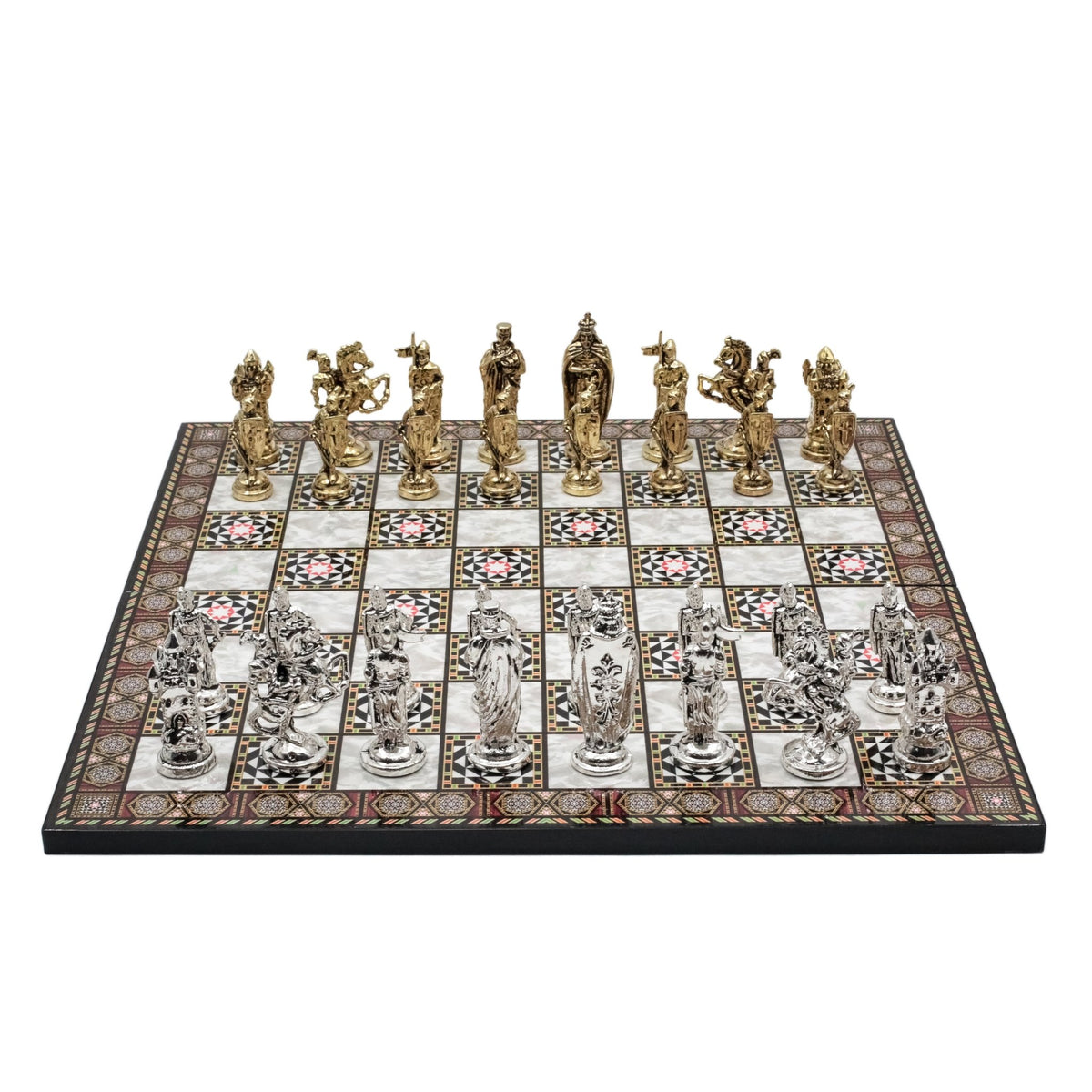 British Metal Chess Set | 44 cm (17 inch) Wooden Chess Board | Historical Themed - Cooper Chess