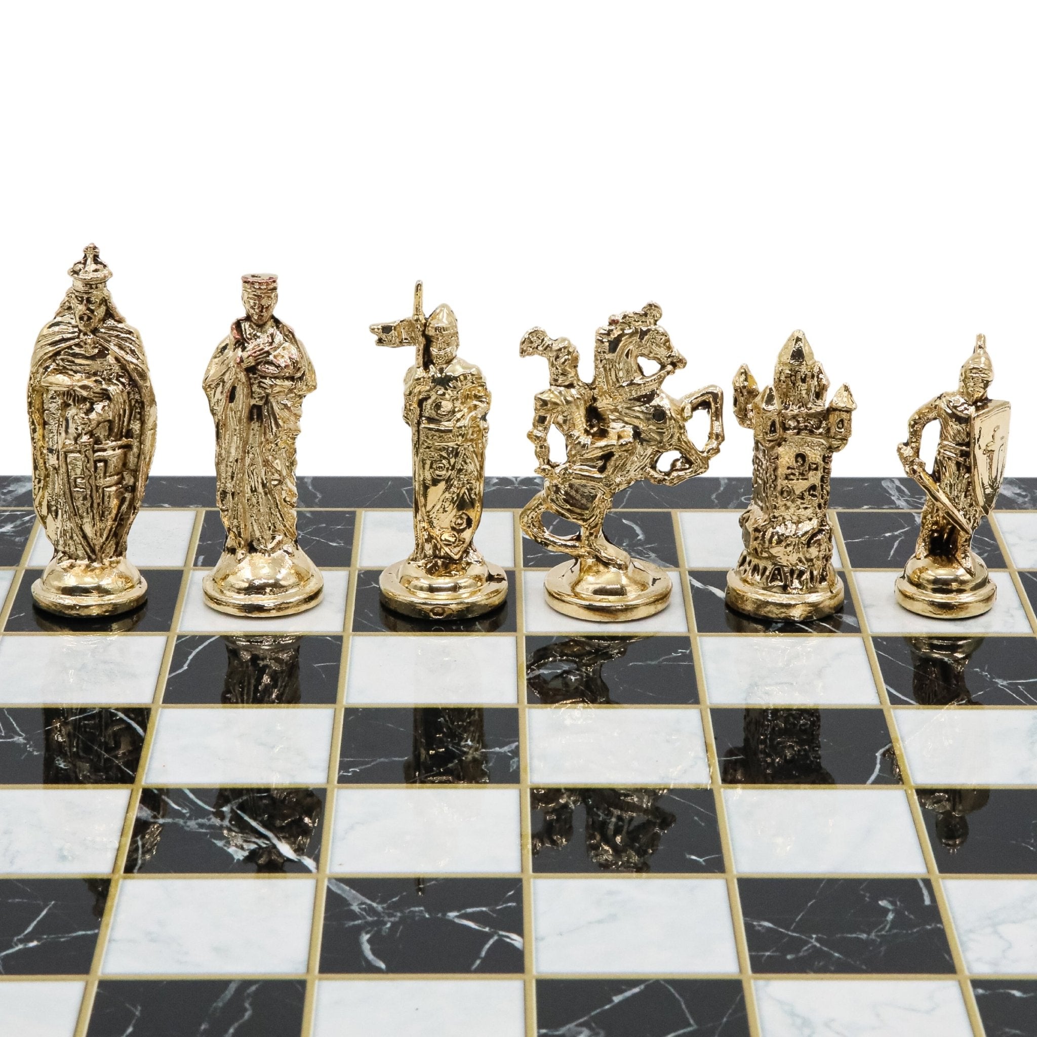 British Metal Chess Set | 44 cm (17 inch) Wooden Chess Board | Historical Themed - Cooper Chess