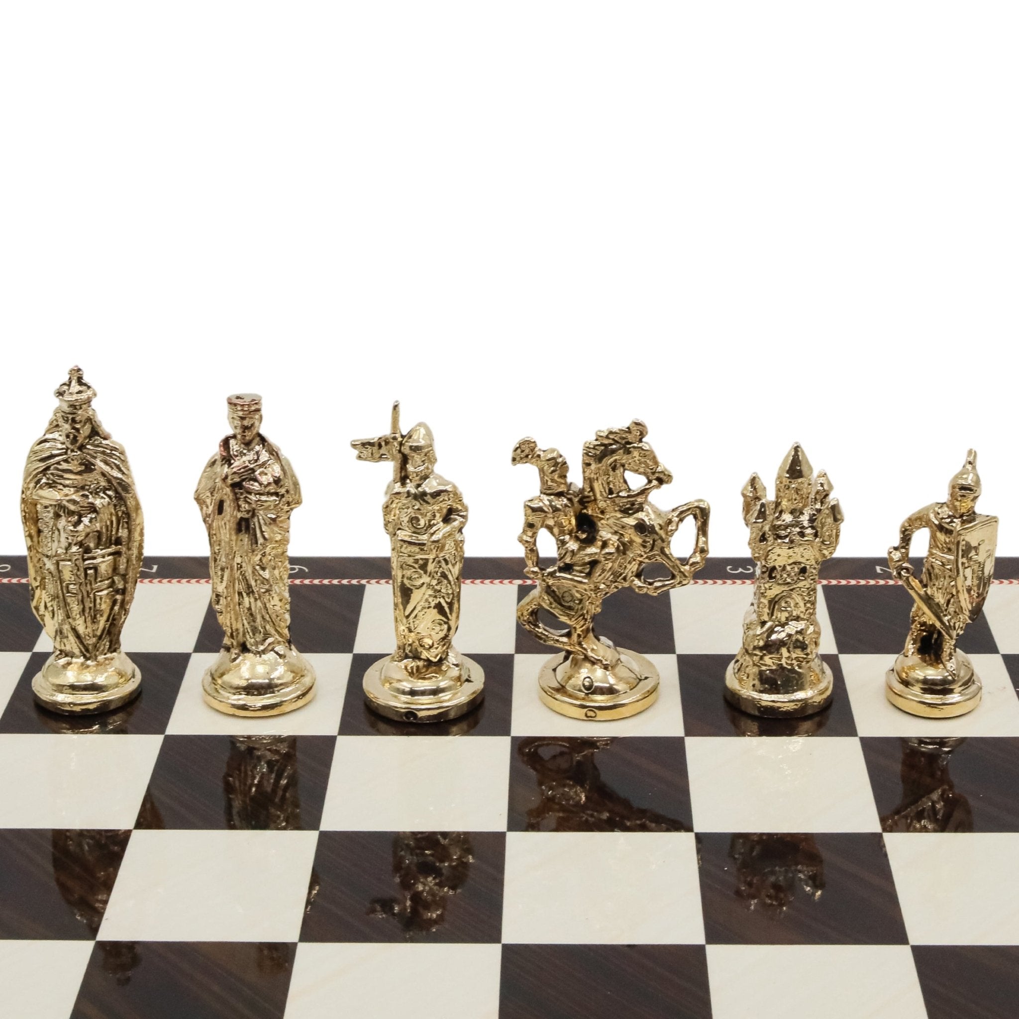 British Metal Chess Set | 44 cm (17 inch) Wooden Chess Board | Historical Themed - Cooper Chess