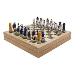 Storage Chess Set with Hand - painted Ottoman Empire vs Crusaders Figures (White Colour) | 37 CM (15") Storage Chess Board | Ottoman & Crusaders Themed Figures - Cooper Chess