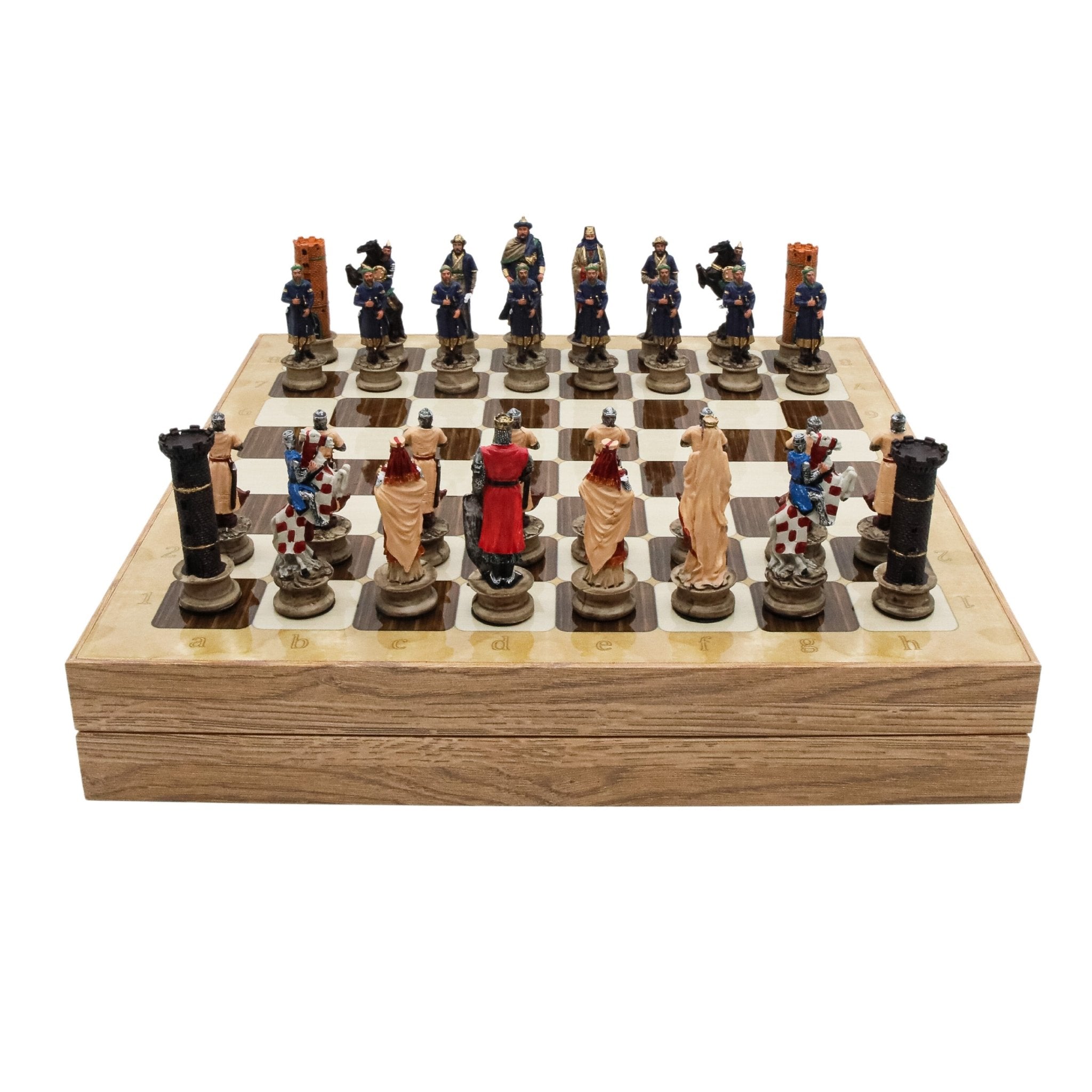 Storage Chess Set with Hand - painted Arabs King Saladin vs Crusaders Figures | 37 CM (15") Storage Chess Board | Arabs & Crusaders Themed Figures - Cooper Chess