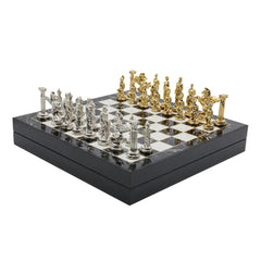 Storage Chess Set with Die Cast Metal Mythology Pegasus Chessmen | 37 CM (15") Storage Chess Board | Greek Pegasus Themed Figures - Cooper Chess