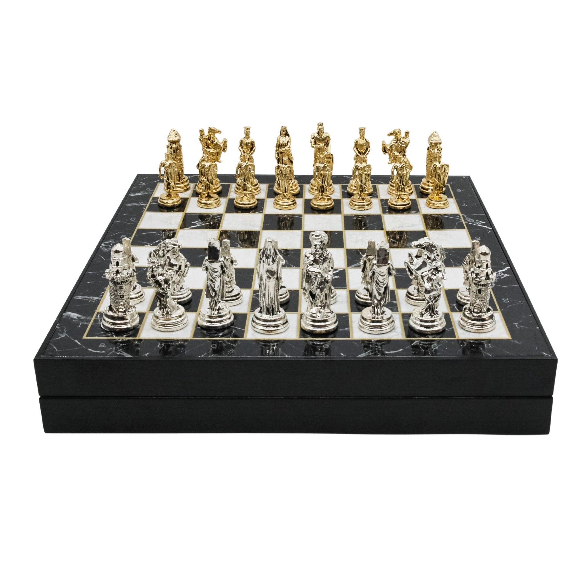 Storage Chess Set with Die Cast Metal Crusaders vs Ottoman Empire Chessmen | 37 CM (15") Storage Chess Board | Historical Themed Figures - Cooper Chess