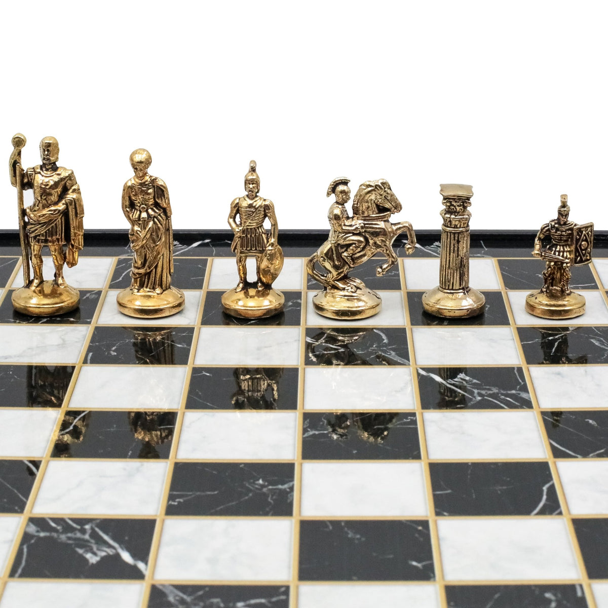 Storage Chess Set with Die Cast Metal Roman Caesar Chessmen | 37 CM (15") Storage Chess Board | Julius Caesar Roman Themed Figures - Cooper Chess