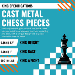 Storage Chess Set with Die Cast Metal Roman Caesar Chessmen | 37 CM (15") Storage Chess Board | Julius Caesar Roman Themed Figures - Cooper Chess