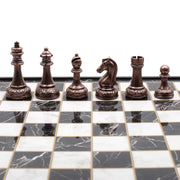 37 CM (15") Storage Chess Set with Metal Weighted Classic Baroque Figures (Bronze vs Silver) - Cooper Chess