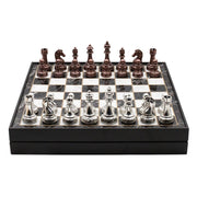 37 CM (15") Storage Chess Set with Metal Weighted Classic Baroque Figures (Bronze vs Silver) - Cooper Chess