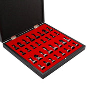 37 CM (15") Storage Chess Set with Metal Weighted Classic Baroque Figures (Bronze vs Silver) - Cooper Chess