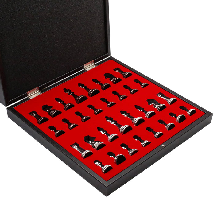 37 CM (15") Storage Chess Set with Metal Weighted Classic Baroque Figures (Bronze vs Silver) - Cooper Chess