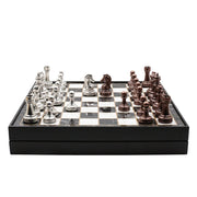 37 CM (15") Storage Chess Set with Metal Weighted Classic Baroque Figures (Bronze vs Silver) - Cooper Chess