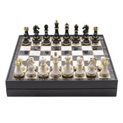 37 CM (15") Storage Chess Set with Metal Weighted Soft Touch Figures (White vs Black) - Cooper Chess